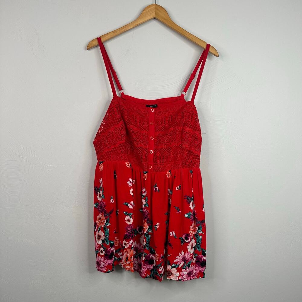 Torrid Crochet Ribbed Red Floral Cami - Picture 4 of 11